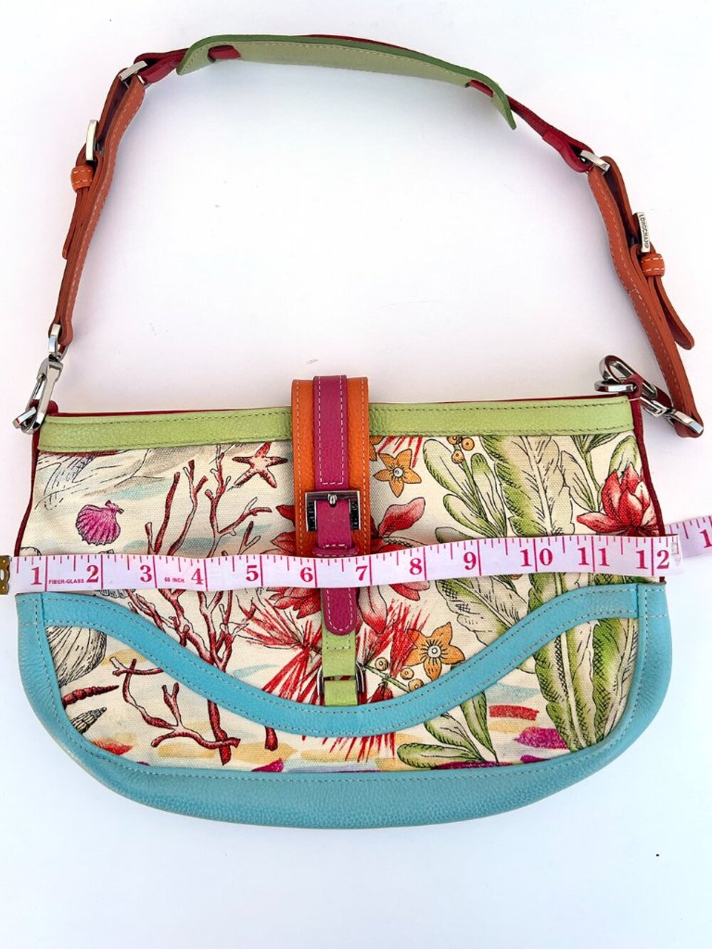 Longchamp Nautical Coastal Marine Coral Print Leather Shoulder Bag - Picture 10 of 13